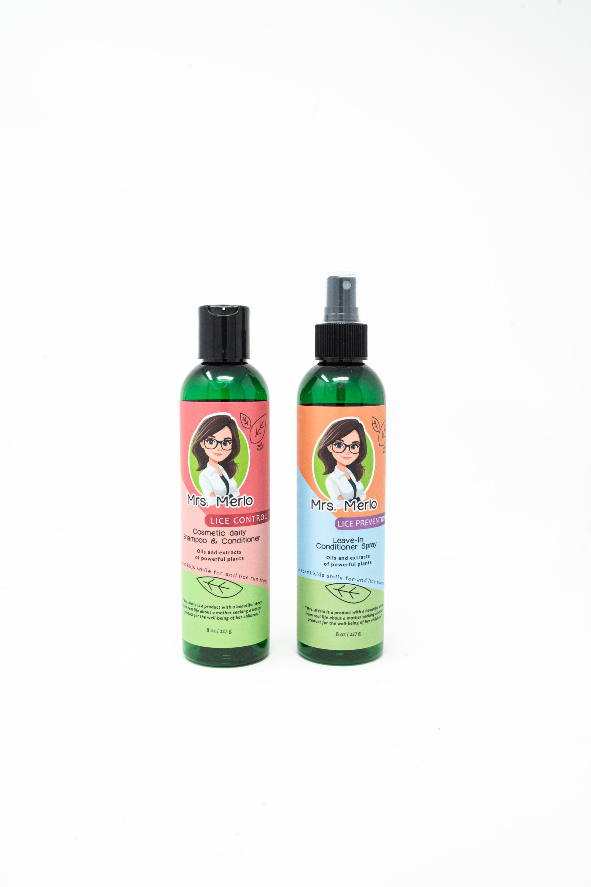 Hair Care Bundle – Shampoo & Conditioner + Leave-In Spray – Natural Lice Prevention –– 8 oz Each