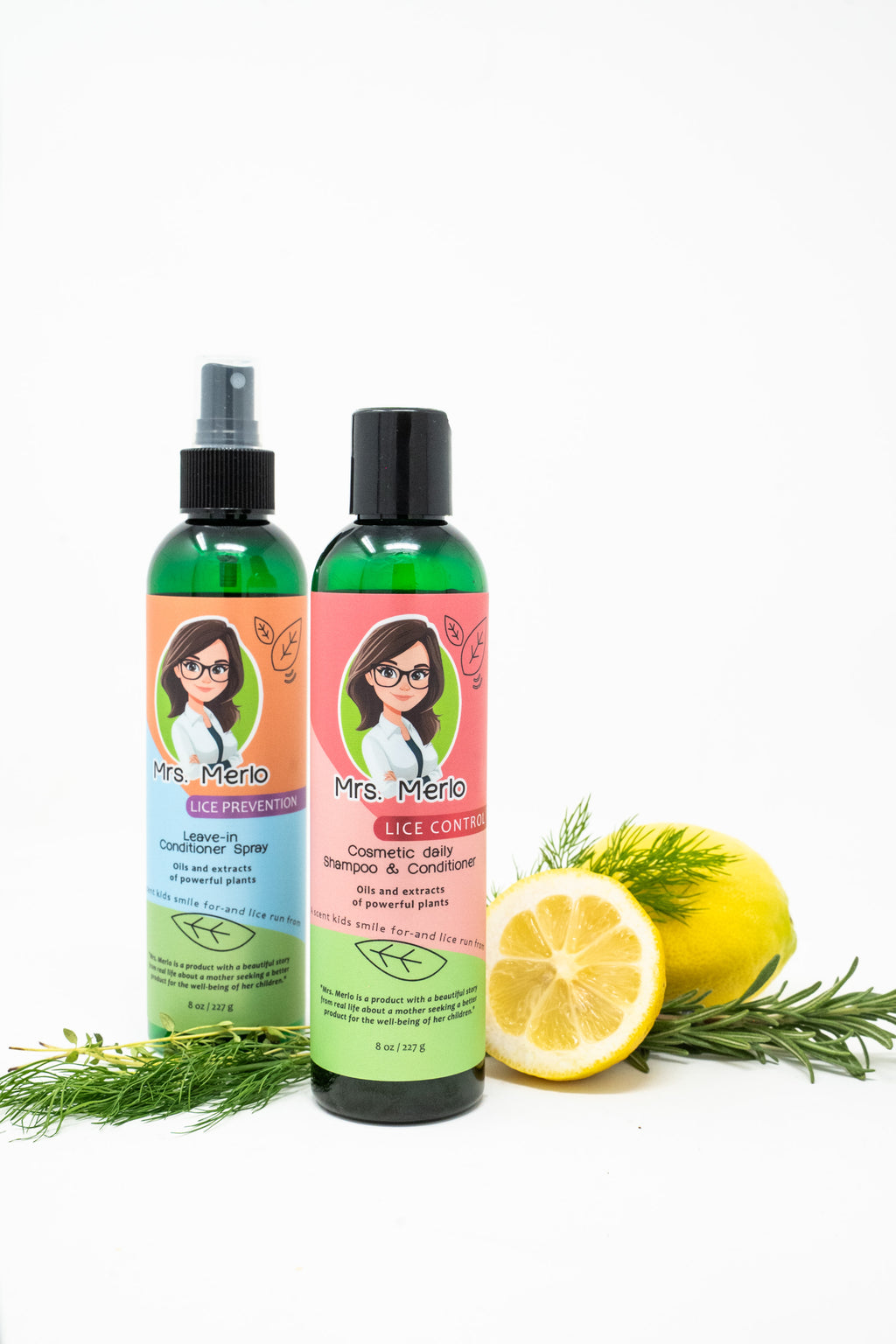 Hair Care Bundle – Shampoo & Conditioner + Leave-In Spray – Natural Lice Prevention –– 8 oz Each