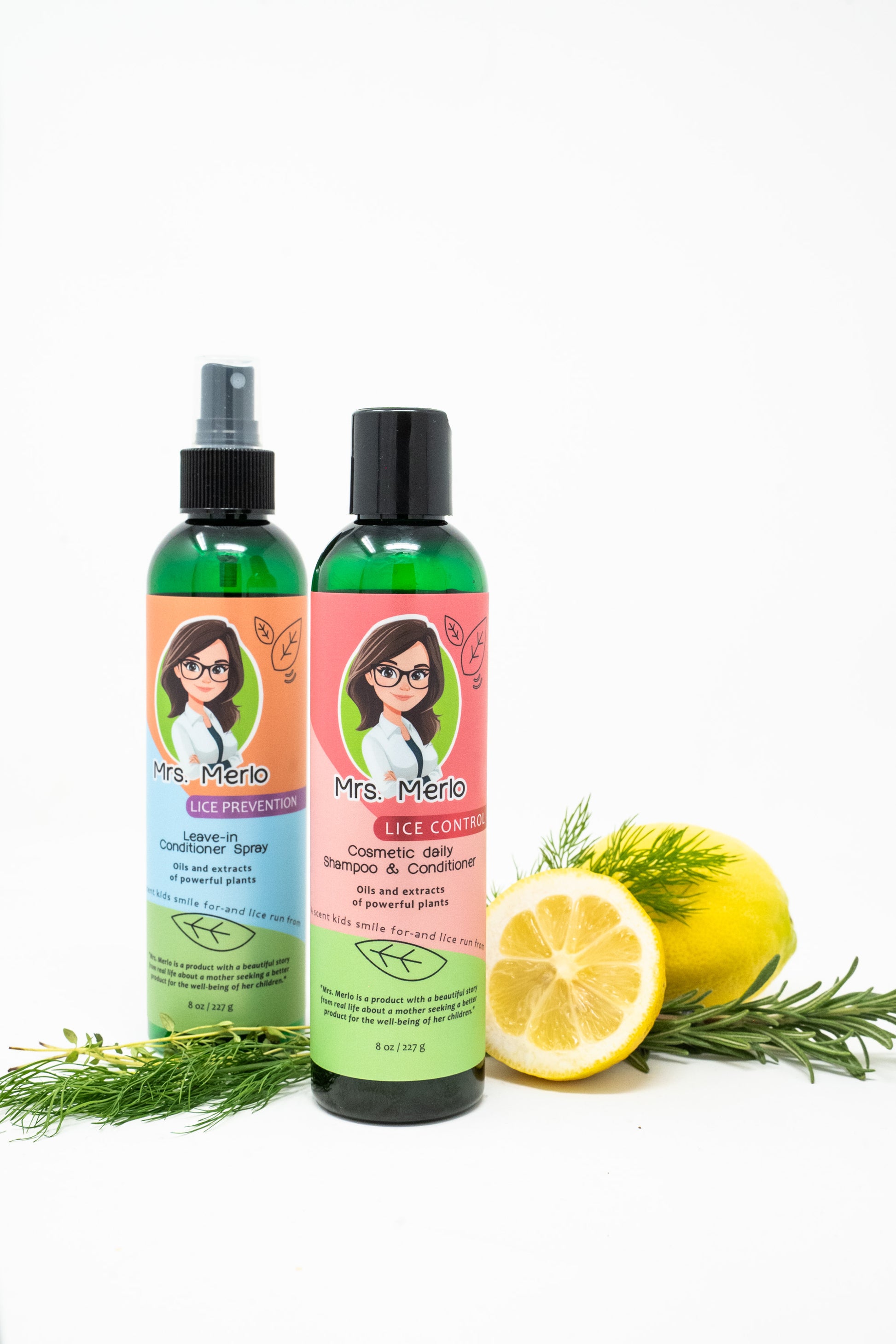 Hair Care Bundle – Shampoo & Conditioner + Leave-In Spray – Natural Lice Prevention –– 8 oz Each