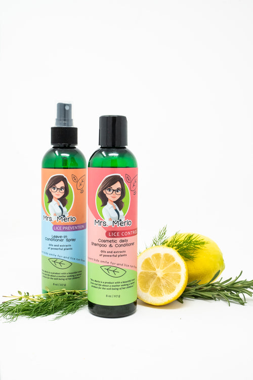 Hair Care Bundle – Shampoo & Conditioner + Leave-In Spray – Natural Lice Prevention –– 8 oz Each