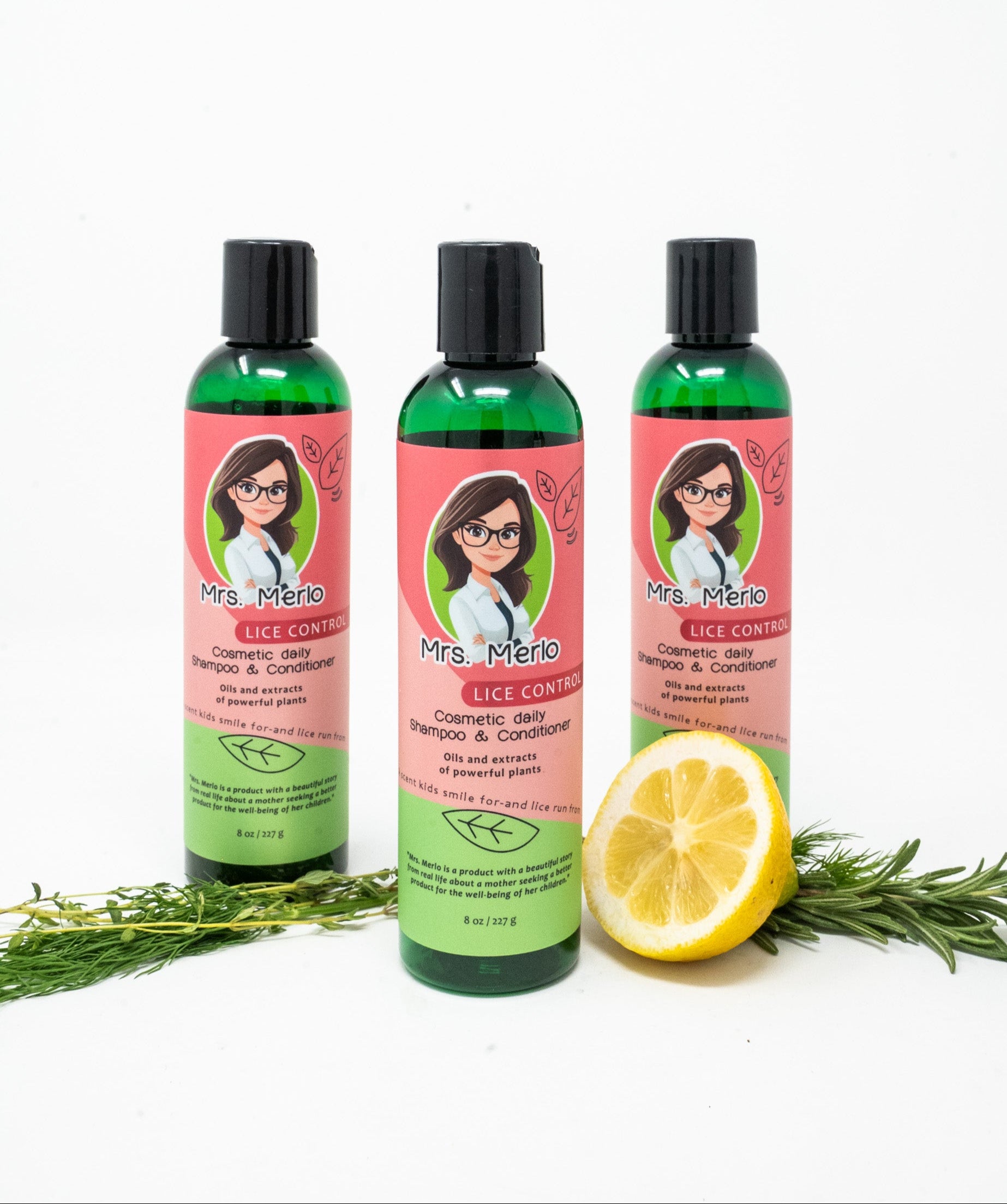 Shampoo & Conditioner – 3 PACK – Natural Lice Prevention – 8 oz bottles